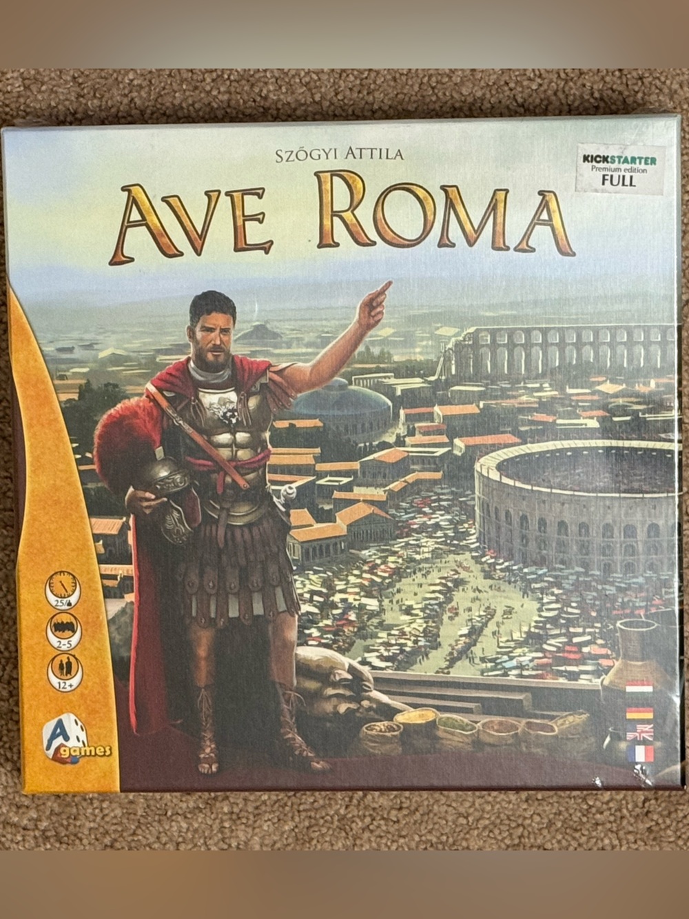 Ave Roma Strategy Board Game - Classic Roman Adventure (Red, Gold)